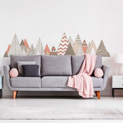 Stickers muraux - Décoration chambre salon - Autocollant Sticker mural géant montagnes scandinaves RONCADOR - 95x135cm