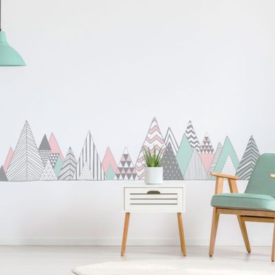 Stickers muraux - Décoration chambre salon - Autocollant Sticker mural géant montagnes scandinaves VIRUNGA - 60x90cm