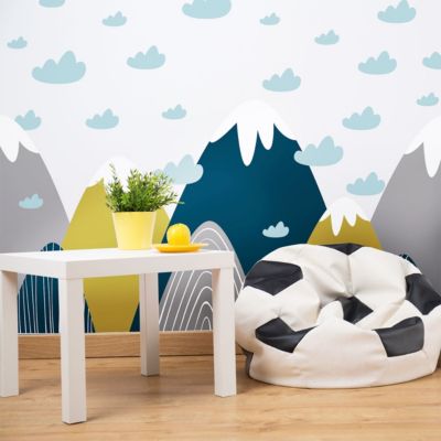 Stickers muraux enfants - Décoration chambre bébé - Autocollant Sticker mural géant enfant montagnes scandinaves DONKA - 90x135cm