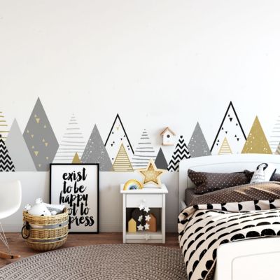 Stickers muraux enfants - Décoration chambre bébé - Autocollant Sticker mural géant enfant montagnes scandinaves GEVIKA - 50x85cm