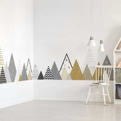 Stickers muraux enfants - Décoration chambre bébé - Autocollant Sticker mural géant enfant montagnes scandinaves GEVIKA - 50x85cm