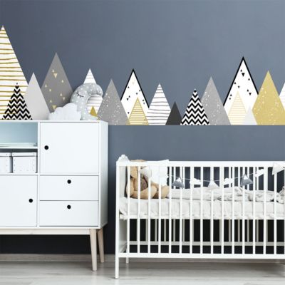 Stickers muraux enfants - Décoration chambre bébé - Autocollant Sticker mural géant enfant montagnes scandinaves GEVIKA - 50x85cm