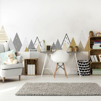 Stickers muraux enfants - Décoration chambre bébé - Autocollant Sticker mural géant enfant montagnes scandinaves GEVIKA - 50x85cm