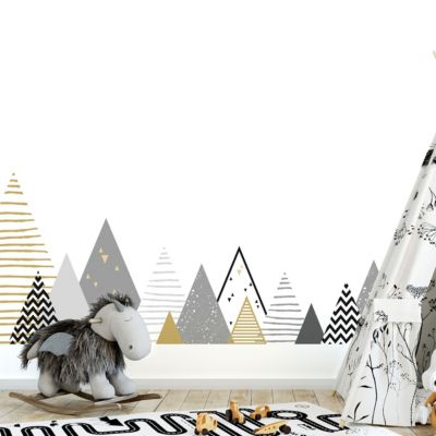 Stickers muraux enfants - Décoration chambre bébé - Autocollant Sticker mural géant enfant montagnes scandinaves GEVIKA - 50x85cm