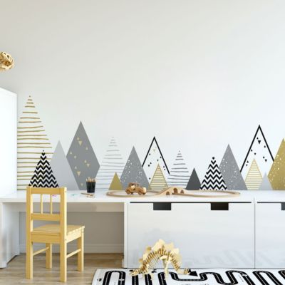 Stickers muraux enfants - Décoration chambre bébé - Autocollant Sticker mural géant enfant montagnes scandinaves GEVIKA - 50x85cm
