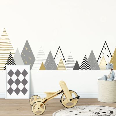 Stickers muraux enfants - Décoration chambre bébé - Autocollant Sticker mural géant enfant montagnes scandinaves GEVIKA - 50x85cm