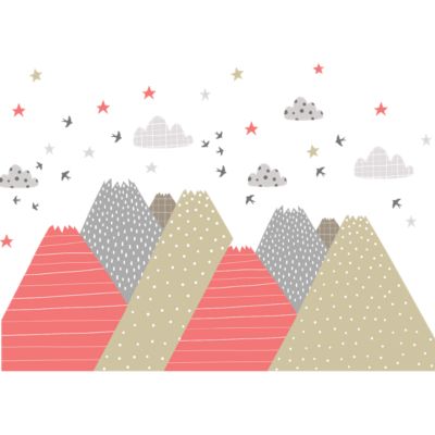 Stickers muraux enfants - Décoration chambre bébé - Autocollant Sticker mural géant enfant montagnes scandinaves KIKA - 90x135cm