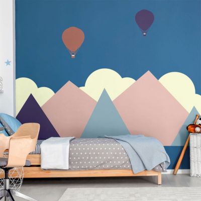 Stickers muraux enfants - Décoration chambre bébé - Autocollant Sticker mural géant enfant montagnes scandinaves HARUKA - 40x60cm