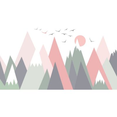 Stickers muraux enfants - Décoration chambre bébé - Autocollant Sticker mural géant enfant montagnes scandinaves ODEKA - 70x105cm