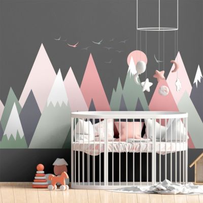 Stickers muraux enfants - Décoration chambre bébé - Autocollant Sticker mural géant enfant montagnes scandinaves ODEKA - 70x105cm
