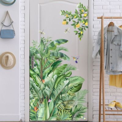 Stickers muraux feuilles tropicales vertes, stickers muraux plantes vertes, stickers muraux feuilles de palmier, chambre, salon