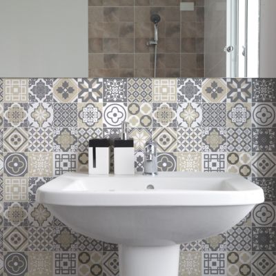 Stickers muraux - Sticker Mural Carrelage adhésif Cuisine Salle de Bain - 24 STICKERS CARRELAGES CIRIANO - 24stickers15x15cm