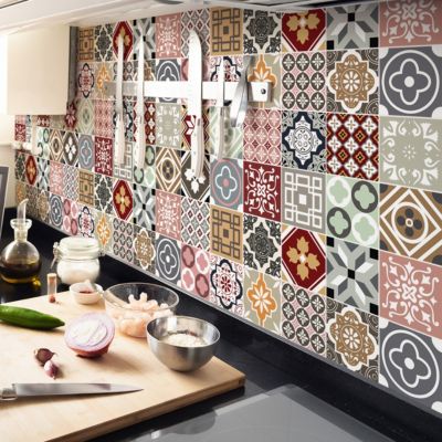 Stickers muraux - Sticker Mural Carrelage adhésif Cuisine Salle de Bain - 24 STICKERS CARRELAGES RANCITO - 24stickers20x20cm