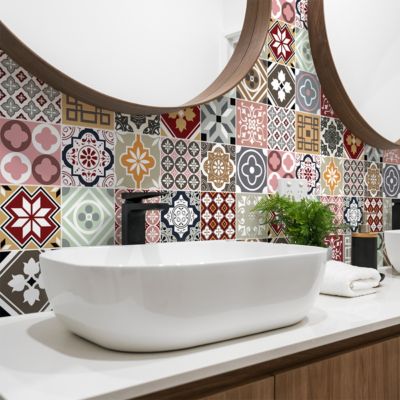 Stickers muraux - Sticker Mural Carrelage adhésif Cuisine Salle de Bain - 24 STICKERS CARRELAGES RANCITO - 24stickers20x20cm