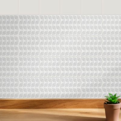 Stickers pour carrelage Wallfluent 10x10 cm Motif de feuilles rythmé Cuisine Salle de Bain 24 pcs