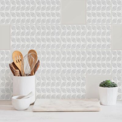 Stickers pour carrelage Wallfluent 10x10 cm Motif de feuilles rythmé Cuisine Salle de Bain 24 pcs