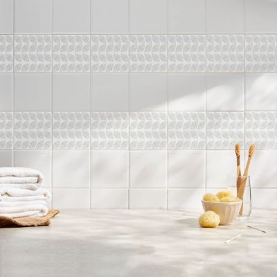 Stickers pour carrelage Wallfluent 10x10 cm Motif de feuilles rythmé Cuisine Salle de Bain 24 pcs