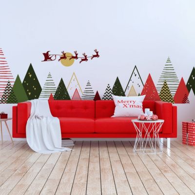 Stickers scandinave montagnes de Noël 100 x 170 cm