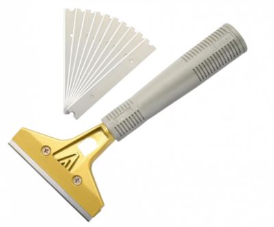 STOCK ALL 1 grattoir industriel avec 10 lames pour papier peint, grattoir à vitre, colle, carrelage, voiture, miroir, nettoyage, o