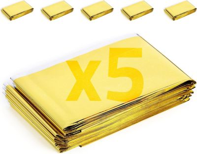 STOCK ALL Couverture de survie chauffante en Mylar, réutilisable, extra large, 210 x 160 cm, imperméable, idéale pour le camping,