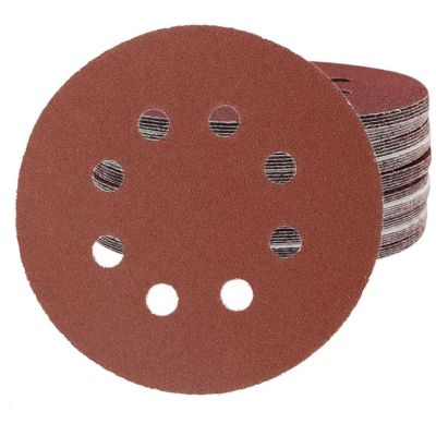 STOCK ALL Disque de ponçage 125 mm, papier de verre grain 80, 100 pièces, disque de ponçage 8 trous pour ponceuse orbitale