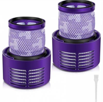 STOCK ALL Filtres pour Dyson V10 SV12, comprenant 2 filtres violets et une petite brosse blanche