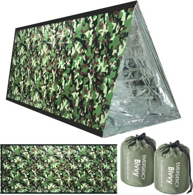 STOCK ALL Lot de 2 couvertures de survie réutilisables, sac de couchage de survie pour camping et randonnée en plein air, sac de c