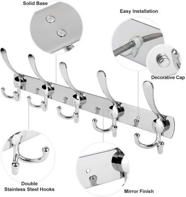 STOCK ALL (Lot de 2) Porte-manteaux en acier inoxydable
