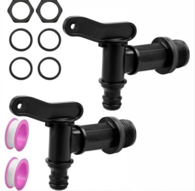 STOCK ALL Lot de 2 Robinet Cuve Plastique, Robinet Recuperateur Eau de Pluie, Adaptateur Robinet Tuyau Arrosage, Robinet de Rechan