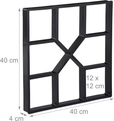 STOCK ALL Moule à béton noir, modèle DIY, modèle en fonte pour pavés, 40x40 cm, plastique robuste