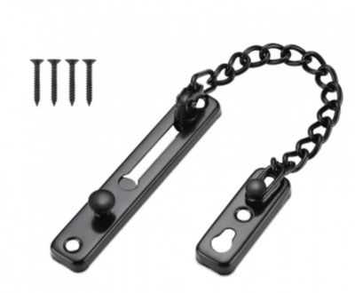 STOCK ALL noir mat (1 pièce) - Chaîne de porte - Serrure de sécurité pour porte à chaîne - Serrures à chaîne de porte avec ressort