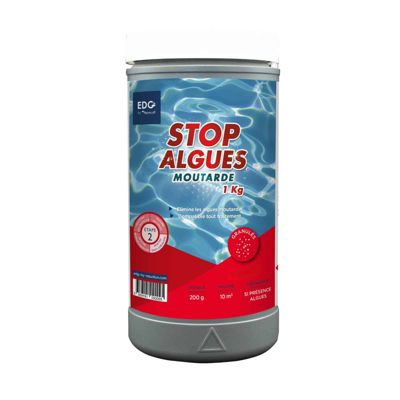 Stop Algues Moutarde Piscine - Chloration Ultra Choc - Poudre - Boîte - 1 kg - EDG
