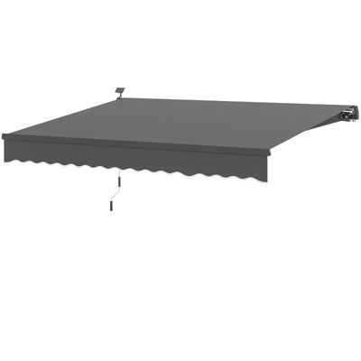Store banne 395x300 cm en aluminium gris avec éclairage LED solaire