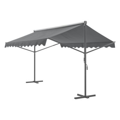Store banne autoportant Selenizza à double pente 400 x 300 x 260 cm gris foncé pro.tec