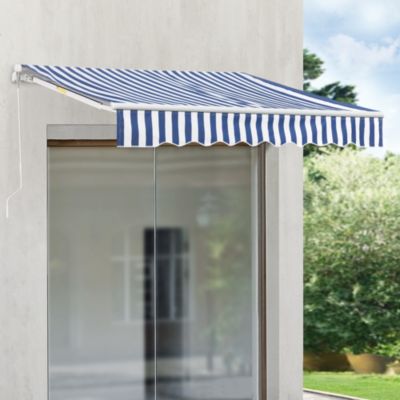 Store Banne Bitonto avec Manivelle 350 x 250 cm Bleu Blanc en.casa