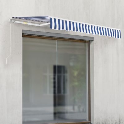 Store Banne Bitonto avec Manivelle 350 x 250 cm Bleu Blanc en.casa