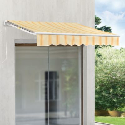 Store Banne Bitonto avec Manivelle 350 x 250 cm Jaune Blanc en.casa