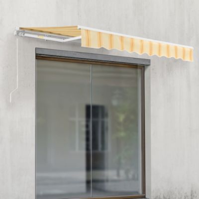 Store Banne Bitonto avec Manivelle 350 x 250 cm Jaune Blanc en.casa