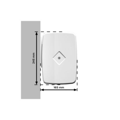 Store banne coffre AMURI 4,80 x 3,00m (Motorisé à interrupteur + manœuvre de secours - Gris foncé - Blanc)