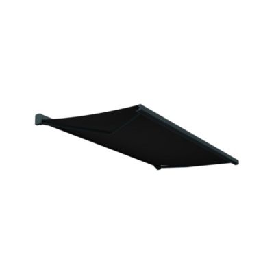 Store banne coffre AMURI 6,00 x 3,00m (Motorisé à Télécommande + LED + manœuvre de secours - Gris foncé - Gris anthracite)