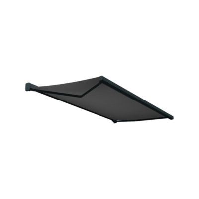Store banne coffre AMURI 6,00 x 3,50m (Motorisé à Télécommande + LED + manœuvre de secours - Gris clair - Gris anthracite)
