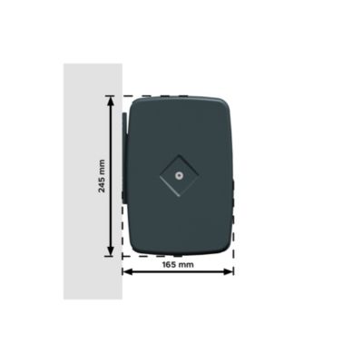 Store banne coffre AMURI 6,00 x 3,50m (Motorisé à Télécommande + LED + manœuvre de secours - Gris clair - Gris anthracite)