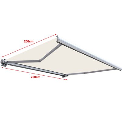 Store banne coffre intégral 2,5 x 2 m motorisé et manuel extérieur pour terrasse - Ecru - Sunny Inch