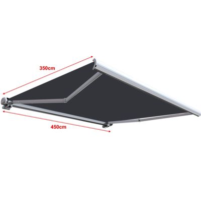 Store banne coffre intégral 4,5 x 3,5 m motorisé et manuel extérieur pour terrasse - Gris anthracite - Sunny Inch
