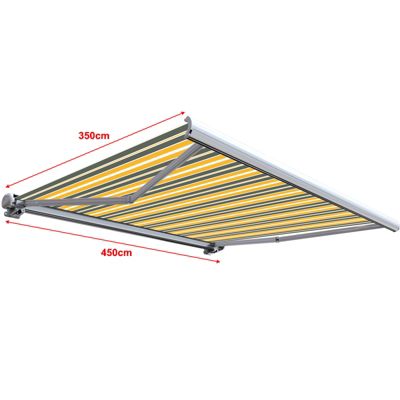 Store banne coffre intégral 4,5 x 3,5 m motorisé et manuel extérieur pour terrasse - Gris jaune - Sunny Inch