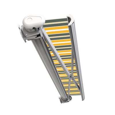 Store banne coffre intégral 4,5 x 3,5 m motorisé et manuel extérieur pour terrasse - Gris jaune - Sunny Inch
