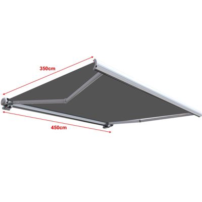 Store banne coffre intégral 4,5 x 3,5 m motorisé et manuel extérieur pour terrasse - Gris - Sunny Inch