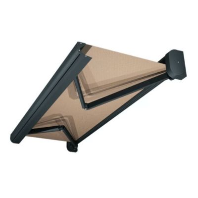 Store banne coffre intégral CELESTE 4,00x3,00 M (Motorisé Secours à Télécommande - Armature gris anthracite - Toile taupe)