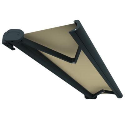 Store banne coffre intégral HEVOA 3,00x2,00 M (Motorisé Secours à Télécommande - Armature gris anthracite - Toile écrue)