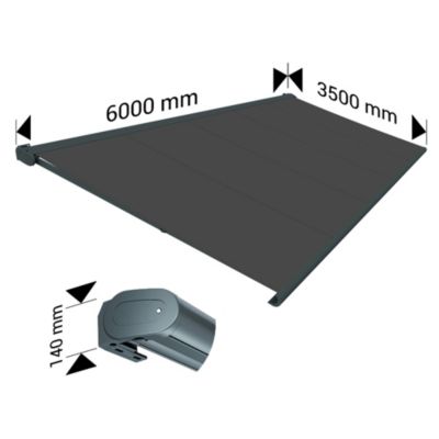 Store banne Coffre intégral PROTECT 2 Gris Anthracite 6x3,5m Motorisé à télécommande - Toile Grise Anthracite